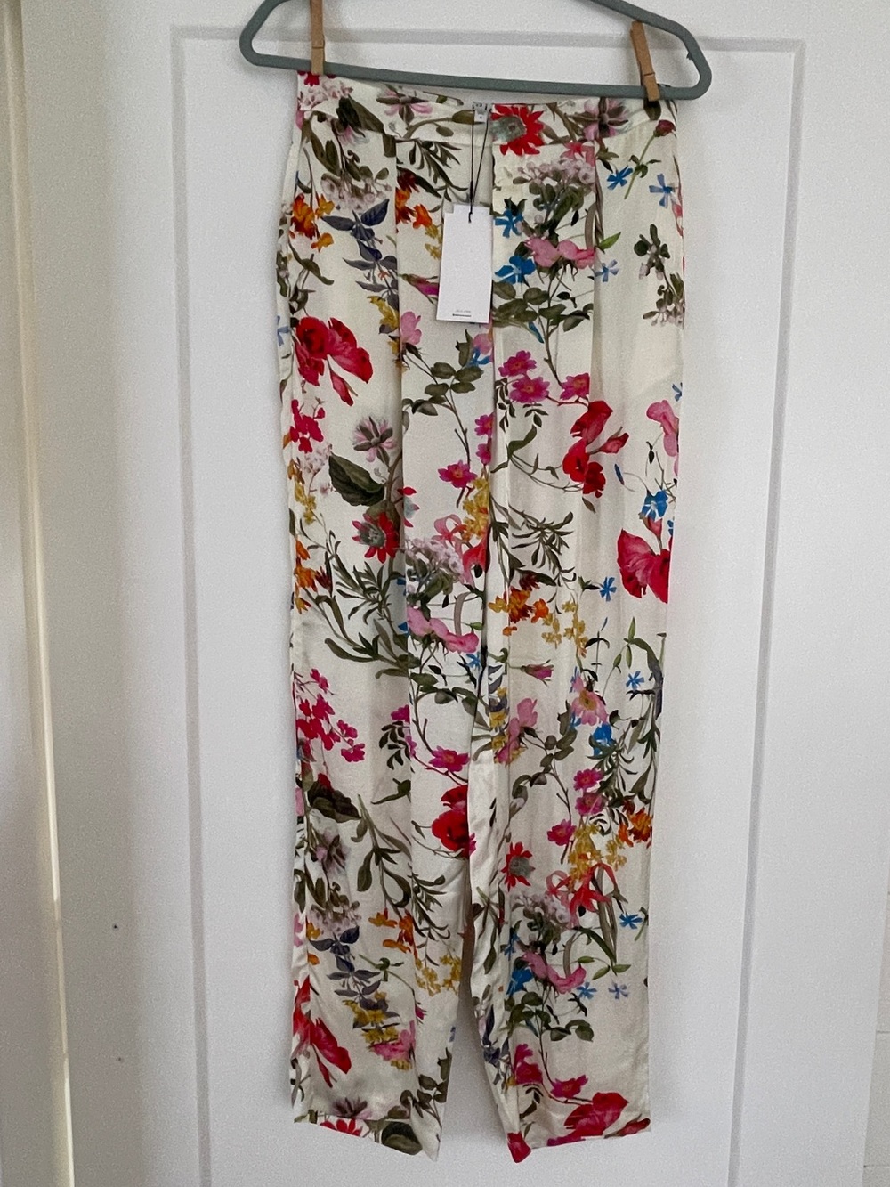 Joie Meadow Bloom Floral Cream Wide-Leg Pants